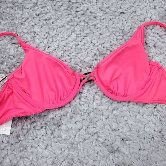 Becca By Rebecca Virtue Moon Ridge Underwire Swim Bikini Top Size Medium Pink - Picture 4 of 8